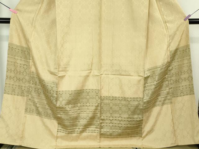 平和屋本店●希少　首里の織物　首里花織　新垣みどり作　訪問着　紬地　蒸栗色地　証紙付き　逸品　未使用　DZAB4485kh6