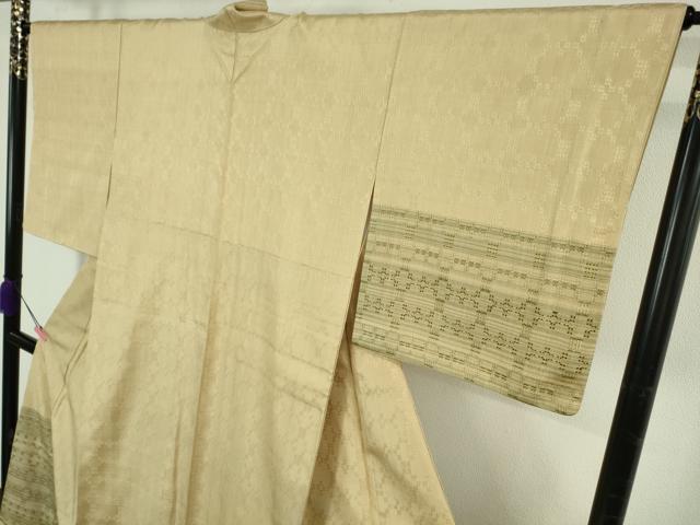 平和屋本店●希少　首里の織物　首里花織　新垣みどり作　訪問着　紬地　蒸栗色地　証紙付き　逸品　未使用　DZAB4485kh6