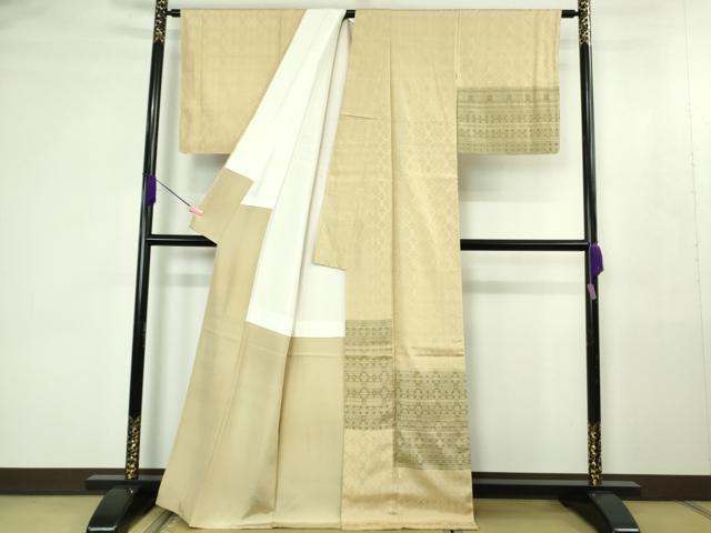 平和屋本店●希少　首里の織物　首里花織　新垣みどり作　訪問着　紬地　蒸栗色地　証紙付き　逸品　未使用　DZAB4485kh6