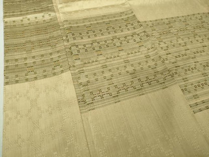 平和屋本店●希少　首里の織物　首里花織　新垣みどり作　訪問着　紬地　蒸栗色地　証紙付き　逸品　未使用　DZAB4485kh6