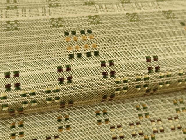 平和屋本店●希少　首里の織物　首里花織　新垣みどり作　訪問着　紬地　蒸栗色地　証紙付き　逸品　未使用　DZAB4485kh6