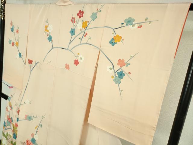 平和屋着物●極上　本加賀友禅作家　成竹登茂男　訪問着　枝花文　肌色地　暈し染め　逸品　DZAB4488kh6