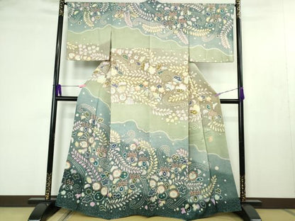 平和屋着物●極上　梅原虎峰　幻の辻が花　訪問着　暈し染め　銀通し地　逸品　DZAB4490kh6