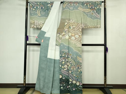 平和屋着物●極上　梅原虎峰　幻の辻が花　訪問着　暈し染め　銀通し地　逸品　DZAB4490kh6