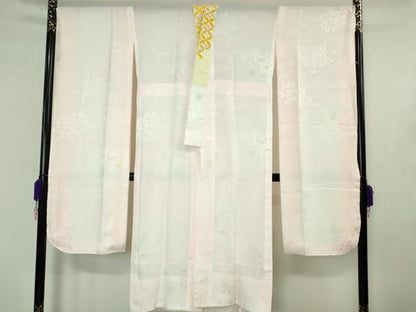 平和屋着物●極上　振袖・長襦袢(無双仕立て・半衿刺繍)セット　駒刺繍　打ち出の小槌　舞花　象牙色地　金彩　逸品　DZAB4495kh6