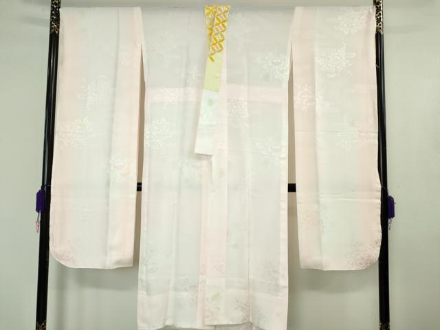 平和屋着物●極上　振袖・長襦袢(無双仕立て・半衿刺繍)セット　駒刺繍　打ち出の小槌　舞花　象牙色地　金彩　逸品　DZAB4495kh6