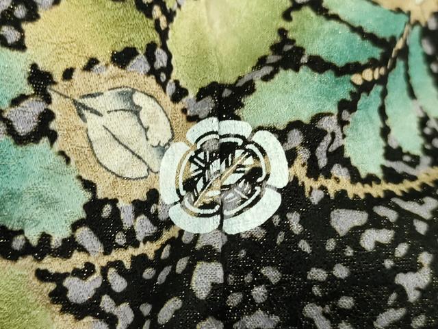 平和屋本店●極上　訪問着　辻が花　暈し染め　黒地　金彩　反端付き　ロング丈　逸品　未使用　DZAB4496kh6