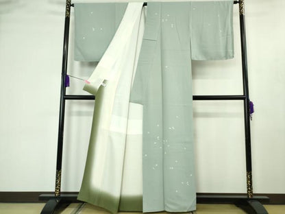 平和屋着物●極上　洛楽人工房　国兼屋　訪問着　舞桜　秘色色地　逸品　未使用　DZAB4497kh6