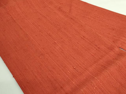 平和屋本店●極上　浦野理一　経節紬　九寸名古屋帯　朱色　逸品　DZAB4502kh6