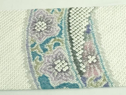 平和屋着物●極上　名門　藤娘きぬたや・総絞り　九寸開き名古屋帯　花唐草　逸品　DZAB4505kh6