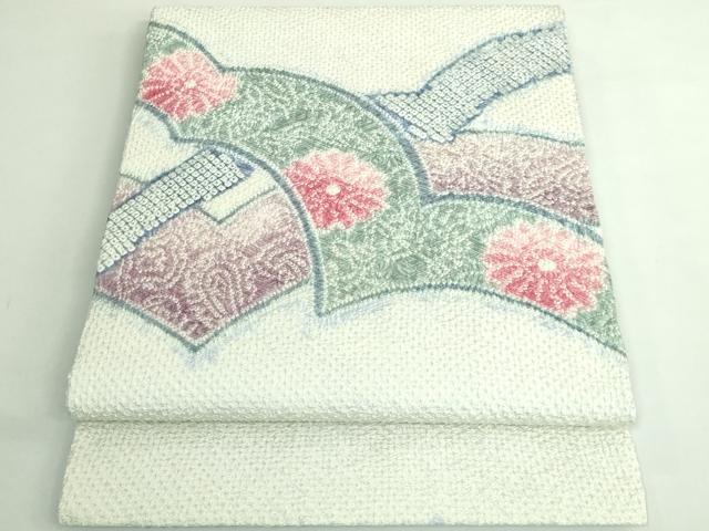 平和屋着物●極上　名門　藤娘きぬたや・総絞り　九寸開き名古屋帯　草花文　逸品　DZAB4506kh6