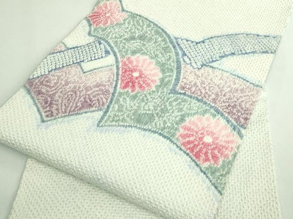 平和屋着物●極上　名門　藤娘きぬたや・総絞り　九寸開き名古屋帯　草花文　逸品　DZAB4506kh6
