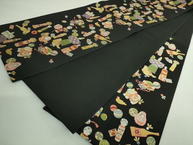 平和屋着物●極上　西陣の老舗　1782年創業　山下織物　六通柄袋帯　唐織　相馬紀行　黒地　金糸　逸品　DZAB4515kh6