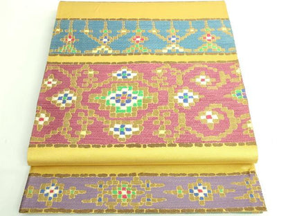 平和屋着物●極上　1854年創業　帯屋捨松　六通柄袋帯　幾何モール段紋　逸品　DZAB4517kh6