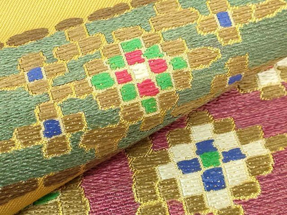 平和屋着物●極上　1854年創業　帯屋捨松　六通柄袋帯　幾何モール段紋　逸品　DZAB4517kh6