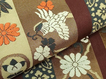平和屋着物●極上　西陣　川島織物　六通柄　本袋帯　唐織　吉祥花鳥文　金糸　逸品　DZAB4520kh6