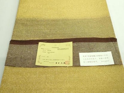 平和屋着物●極上　桝屋高尾　ねん金綴錦　両面　全通柄袋帯　段霞文　金糸　証紙付き　逸品　DZAB4525kh6
