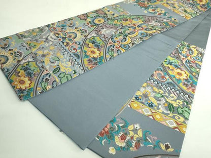 平和屋着物●極上　西陣　白綾苑大庭　六通柄袋帯　花唐草　金糸　逸品　DZAB4530kh6