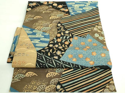 平和屋着物●極上　摺型友禅　京都　多ち花　つけ帯　切り嵌め花文　逸品　DZAB4532kh6
