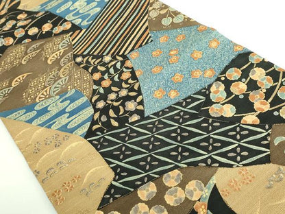 平和屋着物●極上　摺型友禅　京都　多ち花　つけ帯　切り嵌め花文　逸品　DZAB4532kh6