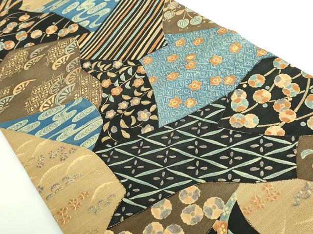 平和屋着物●極上　摺型友禅　京都　多ち花　つけ帯　切り嵌め花文　逸品　DZAB4532kh6