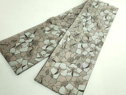 平和屋着物●極上　両面　半幅帯　花尽し　縞　逸品　DZAB4534kh6
