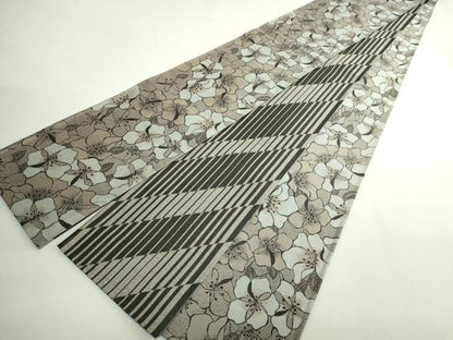 平和屋着物●極上　両面　半幅帯　花尽し　縞　逸品　DZAB4534kh6