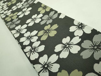 平和屋着物●極上　両面　半幅帯　舞桜　網目花文　逸品　DZAB4535kh6