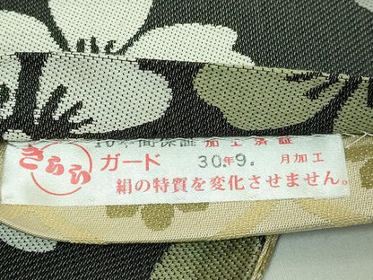 平和屋着物●極上　両面　半幅帯　舞桜　網目花文　逸品　DZAB4535kh6