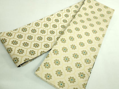 平和屋着物●極上　両面　半幅帯　舞桜　網目花文　逸品　DZAB4535kh6