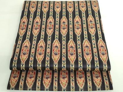 平和屋着物●極上　龍村晋謹製　九寸開き名古屋帯　イカット柄　逸品　DZAB4537kh6
