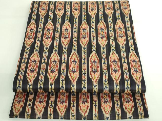 平和屋着物●極上　龍村晋謹製　九寸開き名古屋帯　イカット柄　逸品　DZAB4537kh6