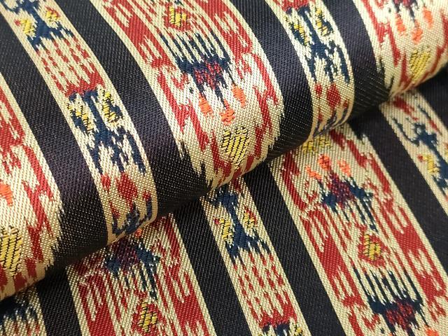 平和屋着物●極上　龍村晋謹製　九寸開き名古屋帯　イカット柄　逸品　DZAB4537kh6