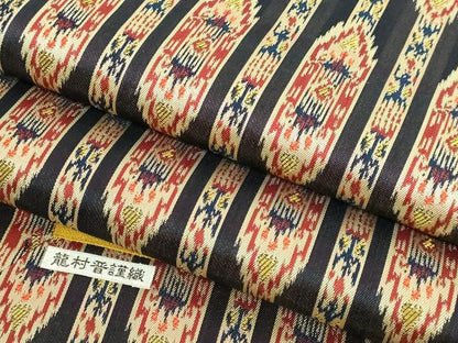平和屋着物●極上　龍村晋謹製　九寸開き名古屋帯　イカット柄　逸品　DZAB4537kh6