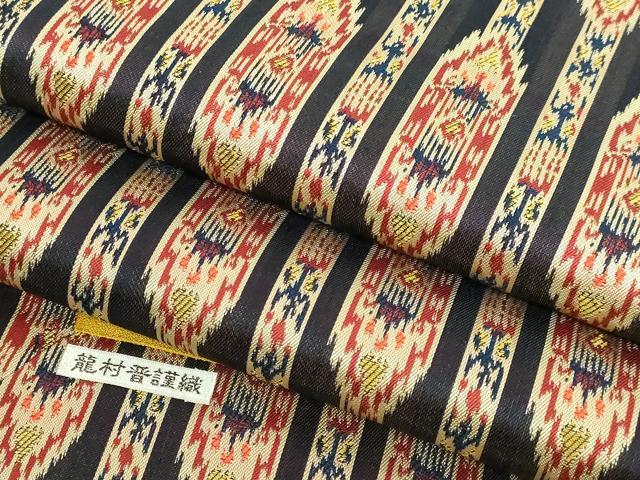 平和屋着物●極上　龍村晋謹製　九寸開き名古屋帯　イカット柄　逸品　DZAB4537kh6