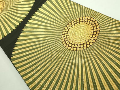 平和屋着物●極上　西陣　河合美術織物謹製　六通柄袋帯　花　金糸　逸品　DZAB4547kh6