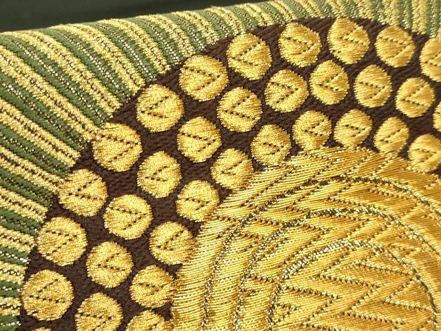 平和屋着物●極上　西陣　河合美術織物謹製　六通柄袋帯　花　金糸　逸品　DZAB4547kh6