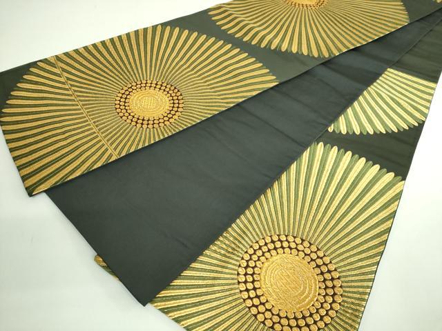 平和屋着物●極上　西陣　河合美術織物謹製　六通柄袋帯　花　金糸　逸品　DZAB4547kh6