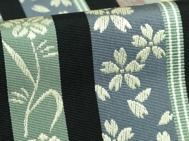 平和屋本店●極上　本場筑前博多織　両面　全通柄袋帯　舞桜間道　黒地　逸品　DZAB4549kh6