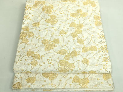 平和屋本店●極上　西陣　河合美術織物謹製　六通柄袋帯　唐織　若松葉　金糸　逸品　DZAB4553kh6