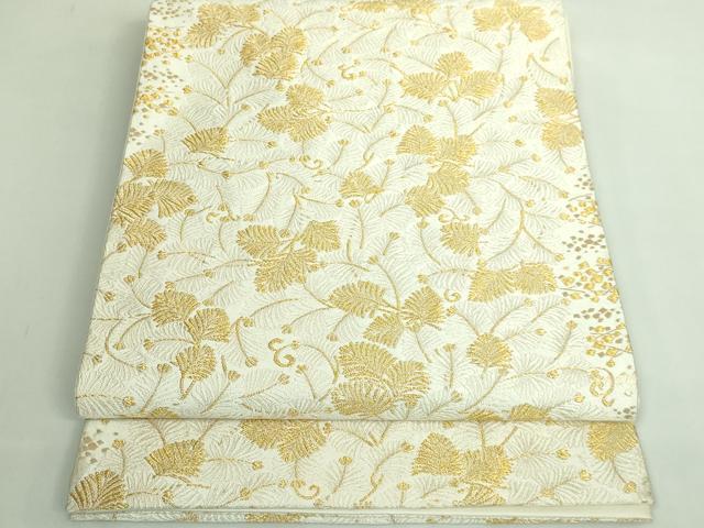 平和屋本店●極上　西陣　河合美術織物謹製　六通柄袋帯　唐織　若松葉　金糸　逸品　DZAB4553kh6