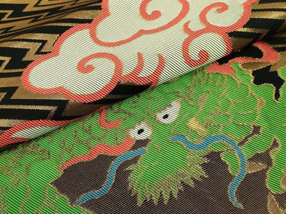 平和屋着物●極上　桝屋高尾　六通柄袋帯　雲龍　黒地　金糸　逸品　DZAB4554kh6