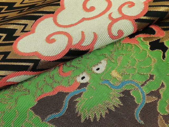 平和屋着物●極上　桝屋高尾　六通柄袋帯　雲龍　黒地　金糸　逸品　DZAB4554kh6