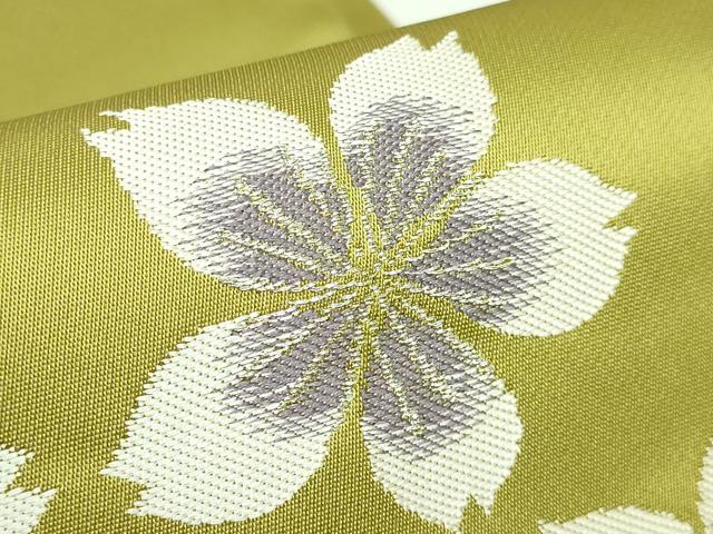 平和屋着物●極上　世界的人形師　辻村寿三郎　ジュサブロー　六通柄袋帯　舞桜　青朽葉色地　金銀糸　逸品　DZAB4559kh6