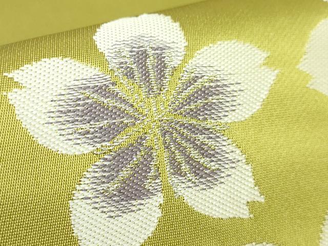 平和屋着物●極上　世界的人形師　辻村寿三郎　ジュサブロー　六通柄袋帯　舞桜　青朽葉色地　金銀糸　逸品　DZAB4559kh6