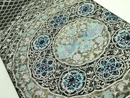 平和屋着物●極上　太鼓柄袋帯　双鳥花文　黒地　金彩　逸品　DZAB4561kh6