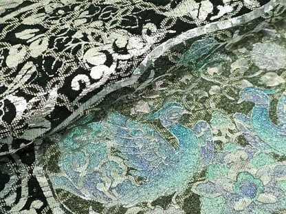 平和屋着物●極上　太鼓柄袋帯　双鳥花文　黒地　金彩　逸品　DZAB4561kh6