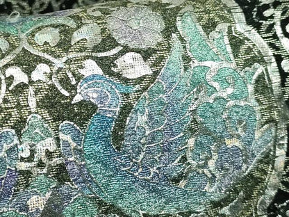 平和屋着物●極上　太鼓柄袋帯　双鳥花文　黒地　金彩　逸品　DZAB4561kh6