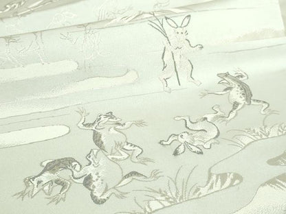 平和屋着物●極上　九寸名古屋帯　鳥獣戯画　銀糸　逸品　DZAB4570kh6