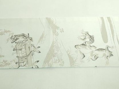 平和屋着物●極上　九寸名古屋帯　鳥獣戯画　銀糸　逸品　DZAB4570kh6